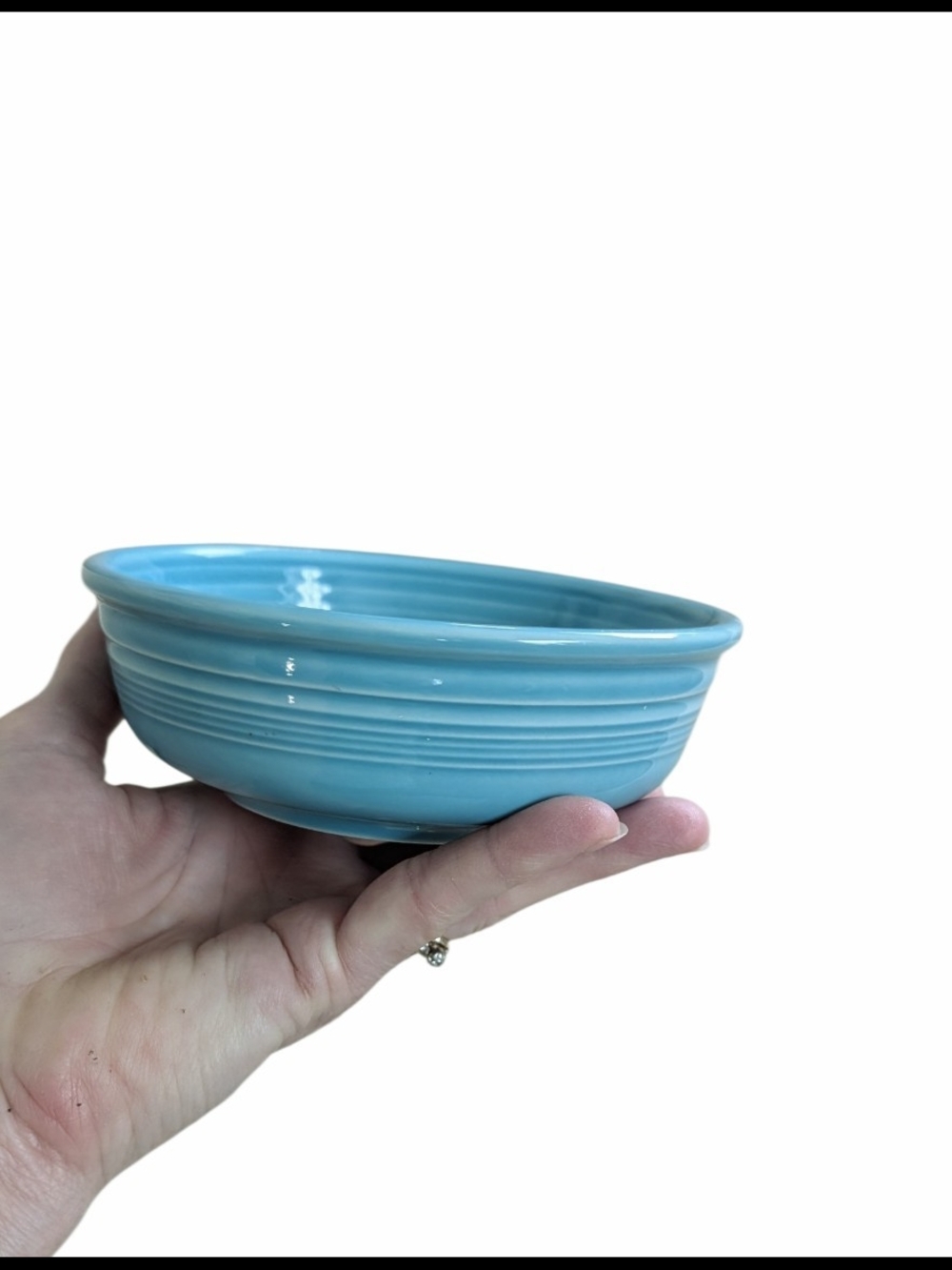 Vintage Fiesta Turquoise Ringed Bowl HLC USA | Small Flaw